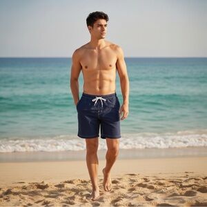TRUNKS Men’s Navy With White Stripes Swim trunks!